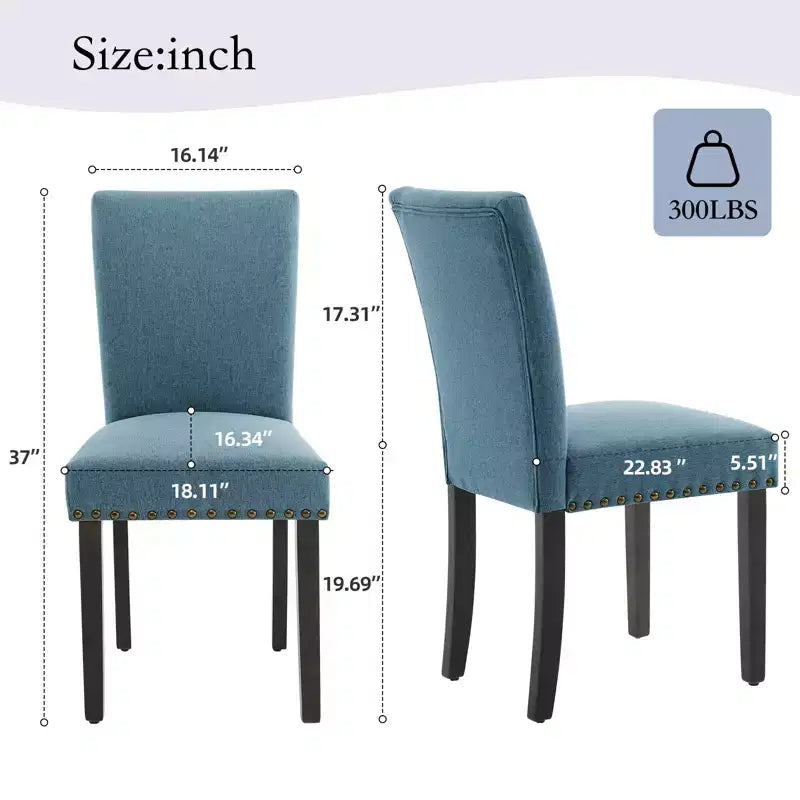 COZONY Set di 2 sedie da pranzo imbottite con bordo borchiato, sedie da pranzo Parsons con gambe in legno, sedie laterali in tessuto per cucina