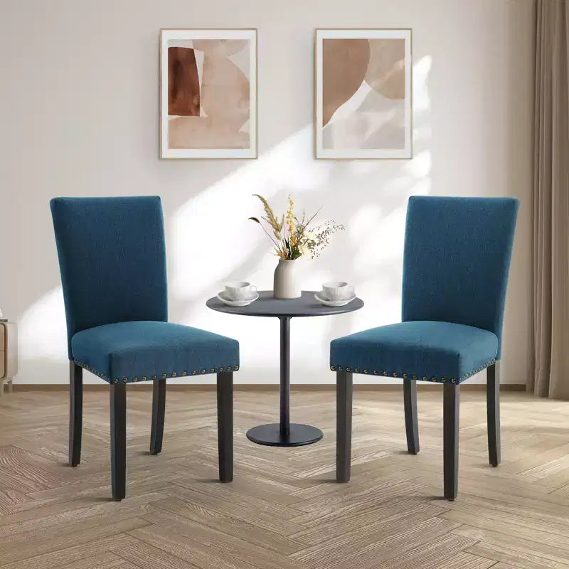 COZONY Set di 2 sedie da pranzo imbottite con bordo borchiato, sedie da pranzo Parsons con gambe in legno, sedie laterali in tessuto per cucina