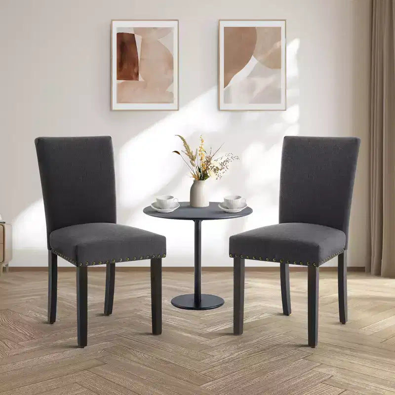 COZONY Set di 2 sedie da pranzo imbottite con bordo borchiato, sedie da pranzo Parsons con gambe in legno, sedie laterali in tessuto per cucina