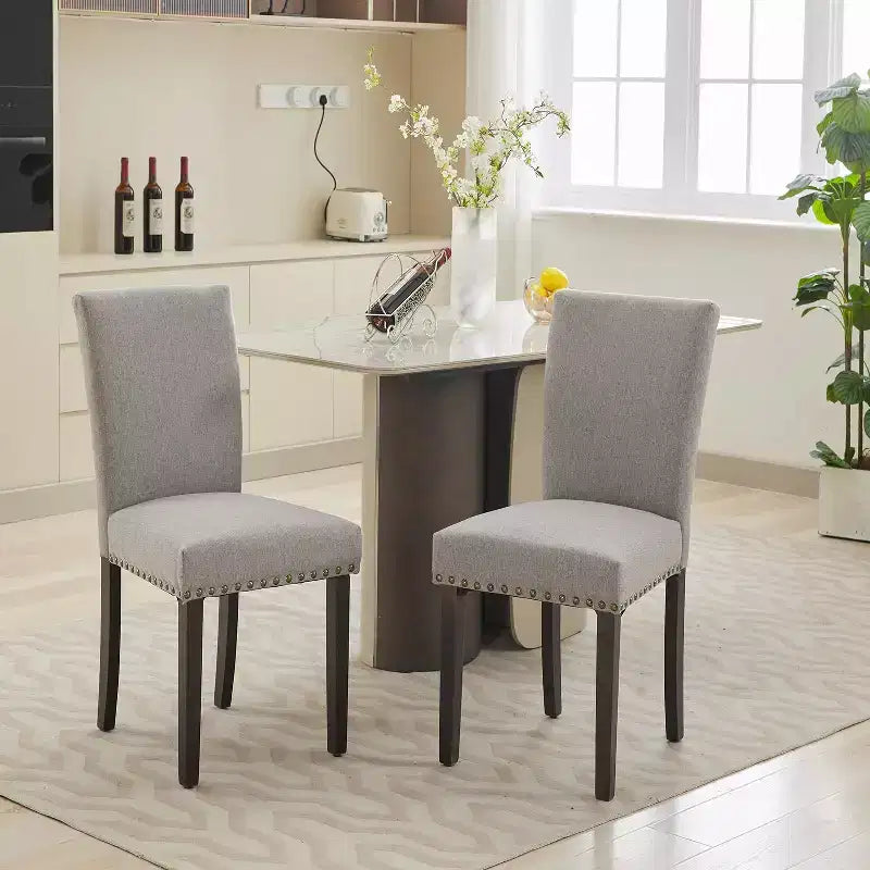 COZONY Set di 2 sedie da pranzo imbottite con bordo borchiato, sedie da pranzo Parsons con gambe in legno, sedie laterali in tessuto per cucina
