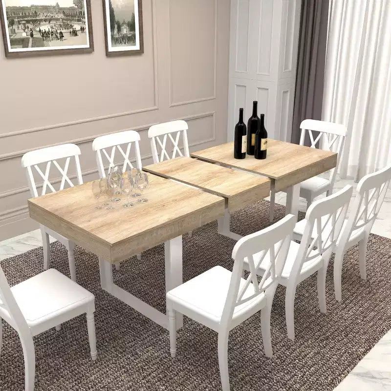 Okak 78IN Tavolo da Pranzo Moderno Allungabile per 8 Persone, Tavolo da Cucina con Piano Lungo e Ampio, Tavolo Pieghevole per Feste, Conferenze