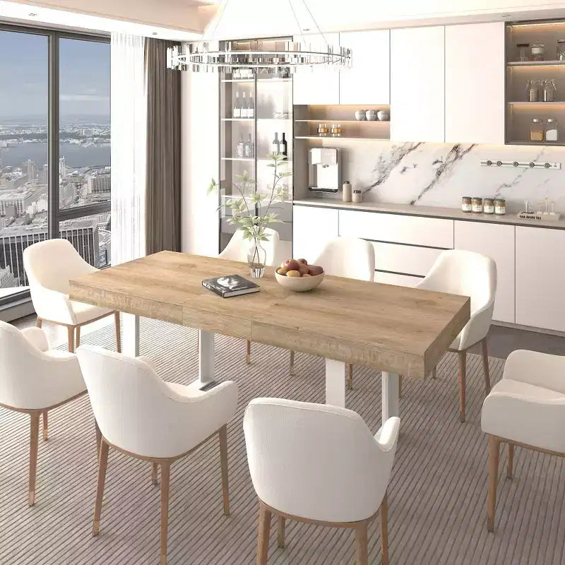 Okak 78IN Tavolo da Pranzo Moderno Allungabile per 8 Persone, Tavolo da Cucina con Piano Lungo e Ampio, Tavolo Pieghevole per Feste, Conferenze