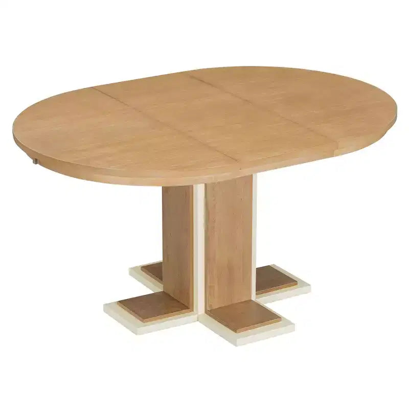 Okak Tavolo da pranzo allungabile retrò da 58 pollici con prolunga centrale da 16 pollici, tavolo da cucina per 6 persone, tavolo rotondo per cucina, sala da pranzo, naturale