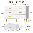 Comò a 6 cassetti, cassettiera moderna in legno per camera da letto con cassetti contenitori, mobile TV in stile rustico per soggiorno, camera da letto, corridoio, bianco