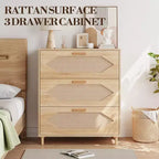 Cassettiera a 3 cassetti, madia moderna in legno con cassetti contenitori, mobile porta TV in stile rustico, adatta per soggiorno, camera da letto, legno naturale