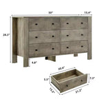 Cassettiera a 6 cassetti, cassettiera moderna in legno per camera da letto con cassetti contenitori, mobile porta TV in stile rustico per soggiorno, camera da letto, avorio chiaro