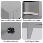 Cassettiera a 5 cassetti per camera da letto, cassettiera alta in legno stile rustico per vestiti, grande organizer con maniglie dorate e cassetti profondi