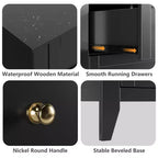 Cassettiera a 5 cassetti per camera da letto, cassettiera alta in legno stile rustico per vestiti, grande organizer con maniglie dorate e cassetti profondi