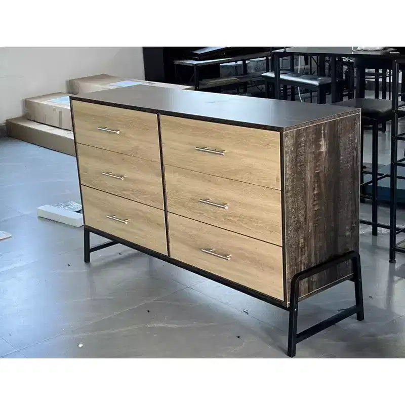 Comò a 6 cassetti per camera da letto con spazio contenitore extra-large, armadio autoportante in legno per soggiorno