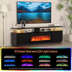 Mobile TV con caminetto da 70 pollici per TV fino a 80" con caminetto elettrico da 36" e telecomando, moderno centro di intrattenimento, console TV in legno per soggiorno