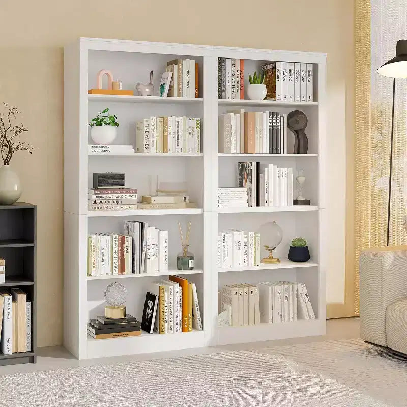 Libreria a 5 ripiani alta 180 cm - Scaffale in rovere svedese, con vani a giorno per soggiorno e ufficio