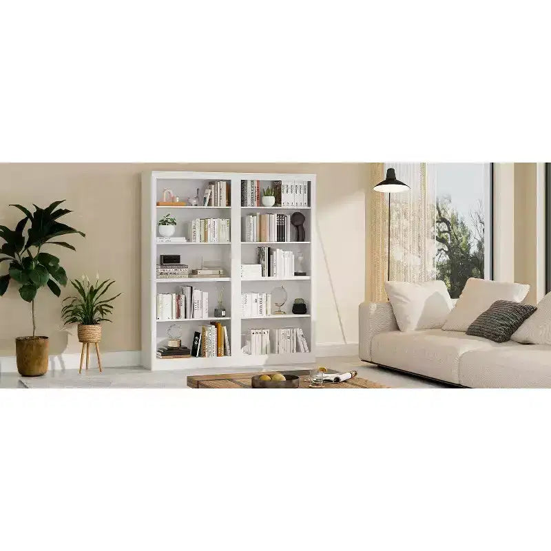 Libreria a 5 ripiani alta 180 cm - Scaffale in rovere svedese, con vani a giorno per soggiorno e ufficio
