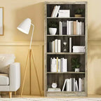 Libreria a 5 ripiani alta 180 cm - Scaffale in rovere svedese, con vani a giorno per soggiorno e ufficio