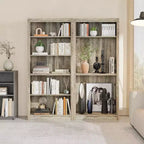 Libreria a 5 ripiani alta 180 cm - Scaffale in rovere svedese, con vani a giorno per soggiorno e ufficio