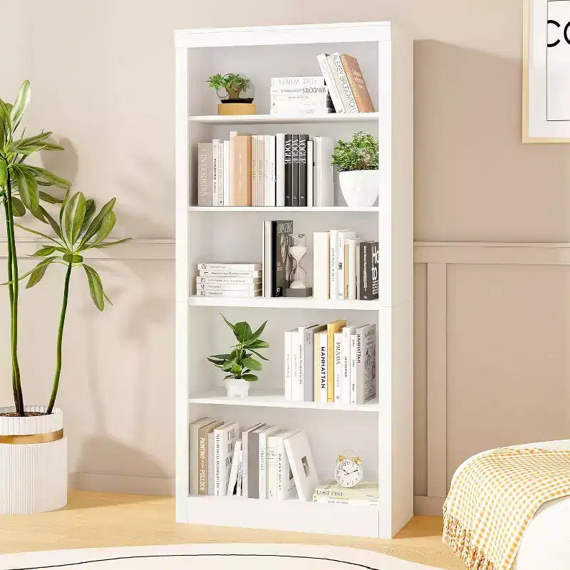 Libreria a 5 ripiani alta 180 cm - Scaffale in rovere svedese, con vani a giorno per soggiorno e ufficio