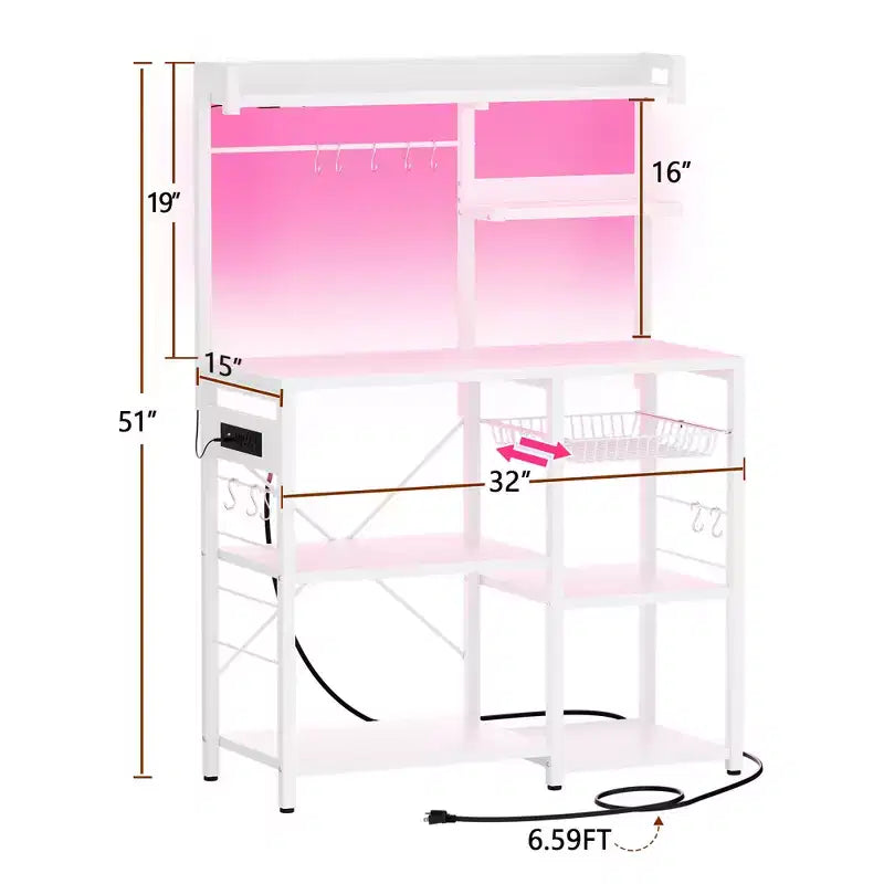Besiost Scaffale da Cucina con 6-10 Ganci, Scaffale per Forno a Microonde con Presa di Corrente