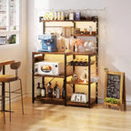 Besiost Scaffale da Cucina con 6-10 Ganci, Scaffale per Forno a Microonde con Presa di Corrente