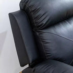 Divano reclinabile MAYEERTY, reclinabile a 3 posti in pelle traspirante con tavolino reversibile per soggiorno, nero