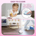 Set Tavolo e 2 Sedie per Bambini 3-in-1 JOYMOR con Sedie con Orecchie da Panda, Piano Rimovibile e Contenitore per Età 2-5