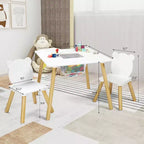 Set Tavolo e 2 Sedie per Bambini 3-in-1 JOYMOR con Sedie con Orecchie da Panda, Piano Rimovibile e Contenitore per Età 2-5