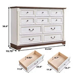 Cassettiere Consolle da Fattoria Okak con Cassetti e Base, Comò per Camera da Letto, Soggiorno, Cassettiera Rustica in Legno con Maniglia ad Anello