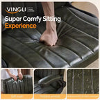 VINGLI Sedia Criss Cross con braccioli regolabili a scomparsa, sedia a gambe incrociate con ruote, sedia da ufficio extra larga, in pelle PU, verde scuro
