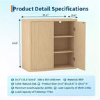 Credenza a 2 livelli con ante doppie scanalate, Madia moderna con ripiani regolabili per riporre oggetti in sala da pranzo e risparmiare spazio, Naturale