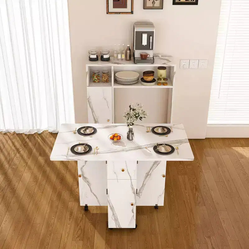 Okak Tavolo pieghevole multifunzionale da 37,4 pollici con contenitore per 4 persone, tavolo da pranzo con ruote, tavolo da cucina per sala da pranzo, soggiorno