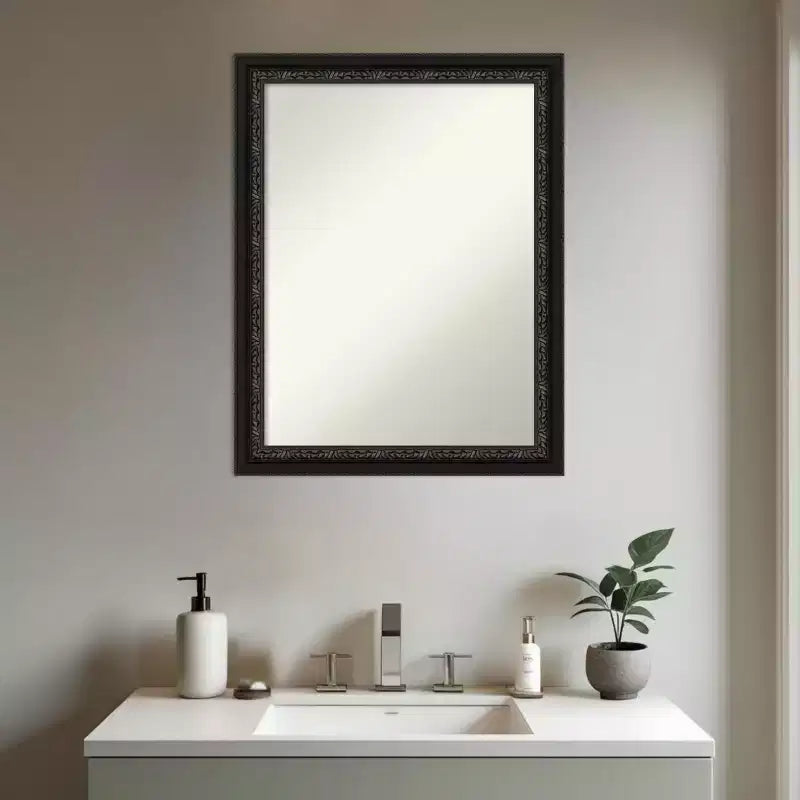 Specchio da parete per bagno in legno nero senza smussatura Amanti Art Downton