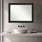 Specchio da parete per bagno in legno nero senza smussatura Amanti Art Downton