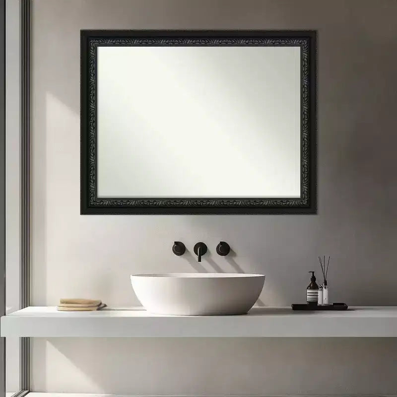 Specchio da parete per bagno in legno nero senza smussatura Amanti Art Downton