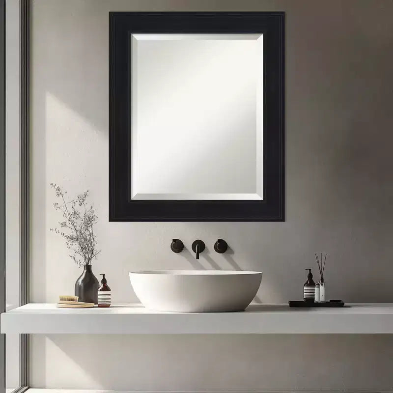 Specchio da parete per bagno Amanti Art Abbey nero smussato con cornice