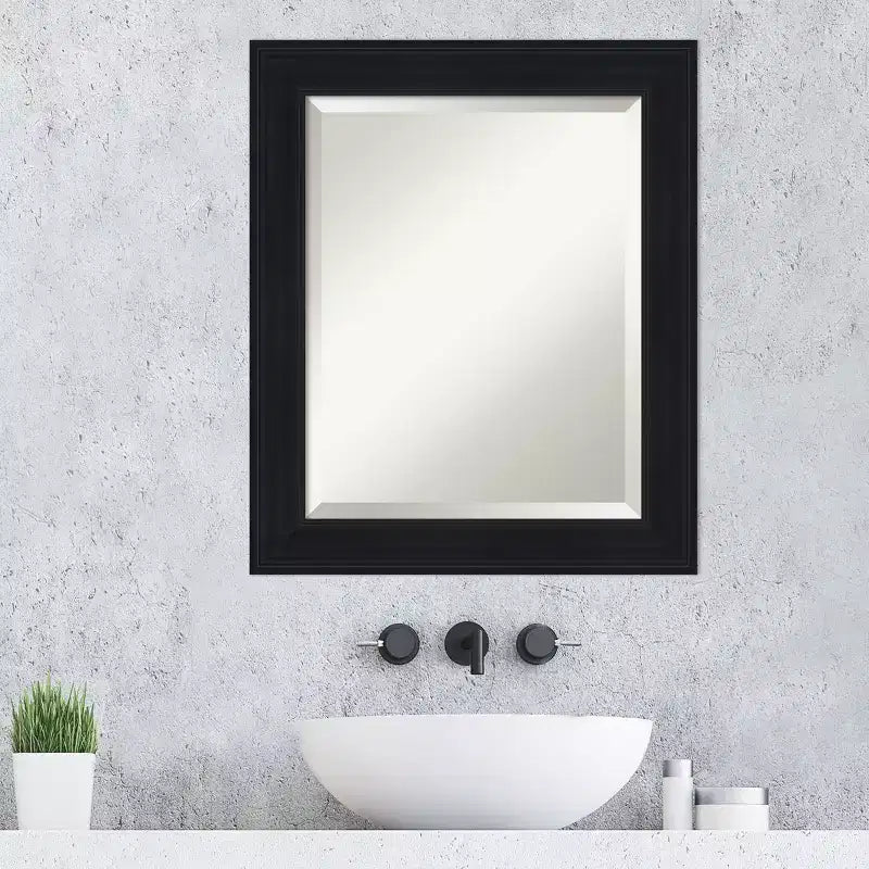Specchio da parete per bagno Amanti Art Abbey nero smussato con cornice