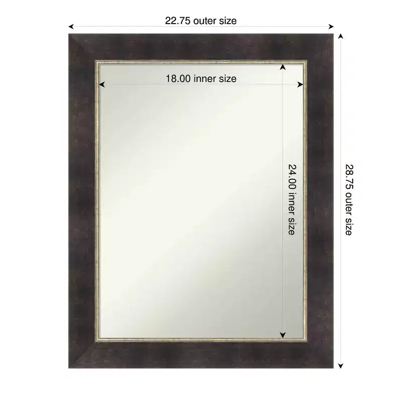 Amanti Art Odin Bronzo Antico Specchio da Parete con Cornice in Legno Non Bisellata per Bagno
