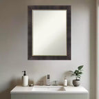 Amanti Art Odin Bronzo Antico Specchio da Parete con Cornice in Legno Non Bisellata per Bagno