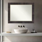 Amanti Art Odin Bronzo Antico Specchio da Parete con Cornice in Legno Non Bisellata per Bagno