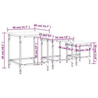 vidaXL Set di 3 Tavolini da Caffè Nidificanti Quercia Affumicata - Design Industriale, Legno Ingegnerizzato, Varie Misure, Struttura in Metallo, Carico Massimo 45 kg