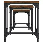 vidaXL Set di 3 Tavolini da Caffè Nidificanti Quercia Affumicata - Design Industriale, Legno Ingegnerizzato, Varie Misure, Struttura in Metallo, Carico Massimo 45 kg