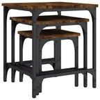 vidaXL Set di 3 Tavolini da Caffè Nidificanti Quercia Affumicata - Design Industriale, Legno Ingegnerizzato, Varie Misure, Struttura in Metallo, Carico Massimo 45 kg