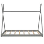 Struttura per letto matrimoniale in legno per ragazzi e ragazze, Letto a piattaforma Montessori in formato singolo, design a tenda, altezza a filo pavimento