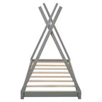 Struttura per letto matrimoniale in legno per ragazzi e ragazze, Letto a piattaforma Montessori in formato singolo, design a tenda, altezza a filo pavimento