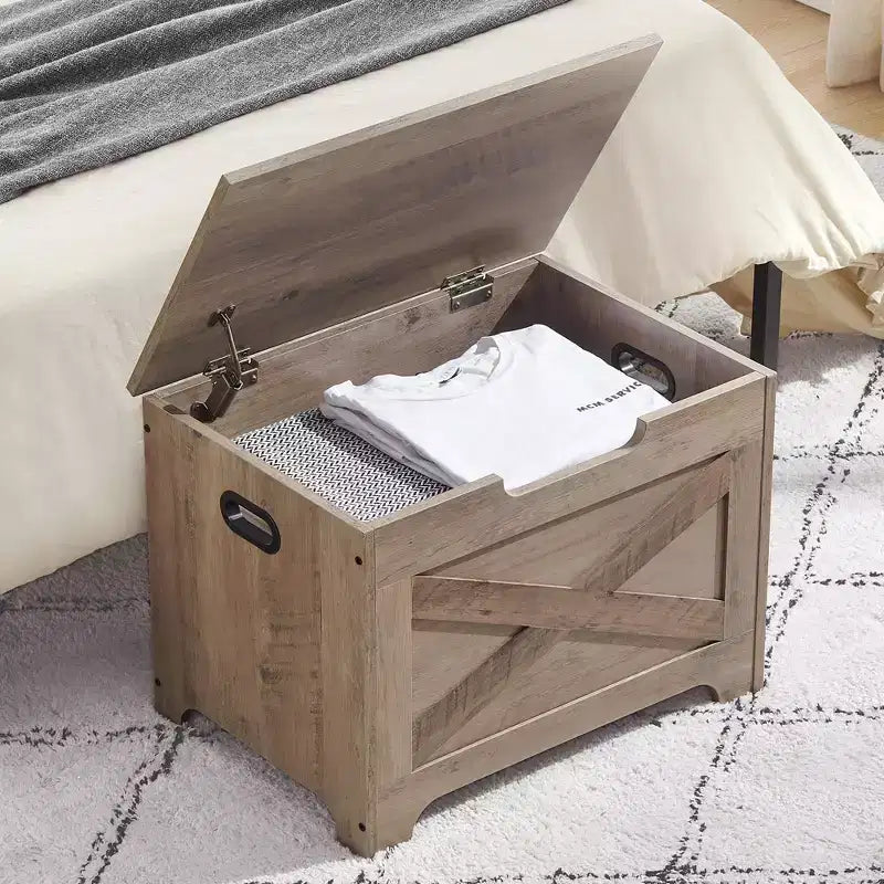 Panca Contenitore con Coperchio Sollevabile, Baule Contenitore in Legno per Ingresso e Camera da Letra