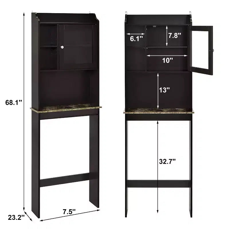 MAYEERTY Mobiletto contenitore moderno da bagno, in legno, con 4 scomparti e ripiani regolabili, salvaspazio