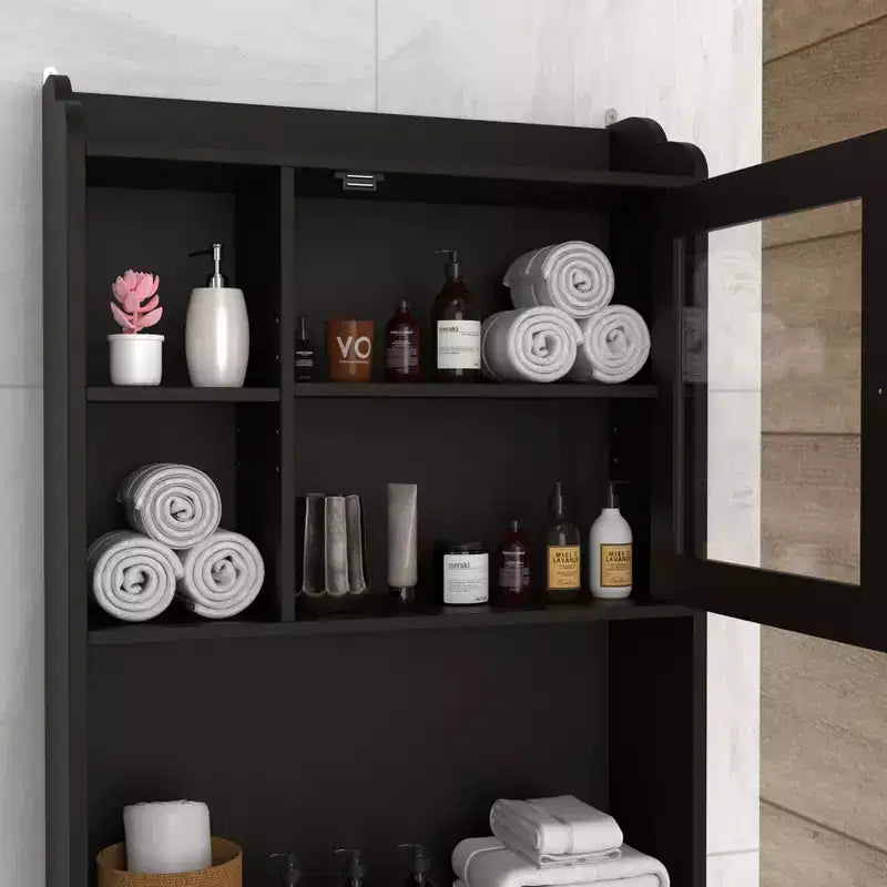 MAYEERTY Mobiletto contenitore moderno da bagno, in legno, con 4 scomparti e ripiani regolabili, salvaspazio