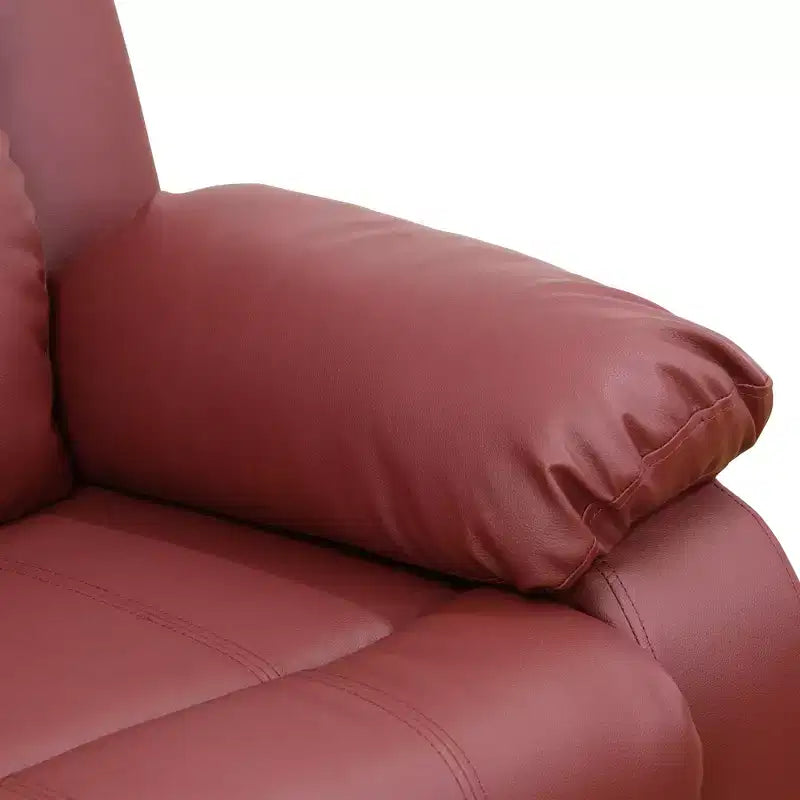 Divano reclinabile elettrico MAYEERTY, divano a 3 posti in pelle con tavolino da caffè reversibile per soggiorno, rosso