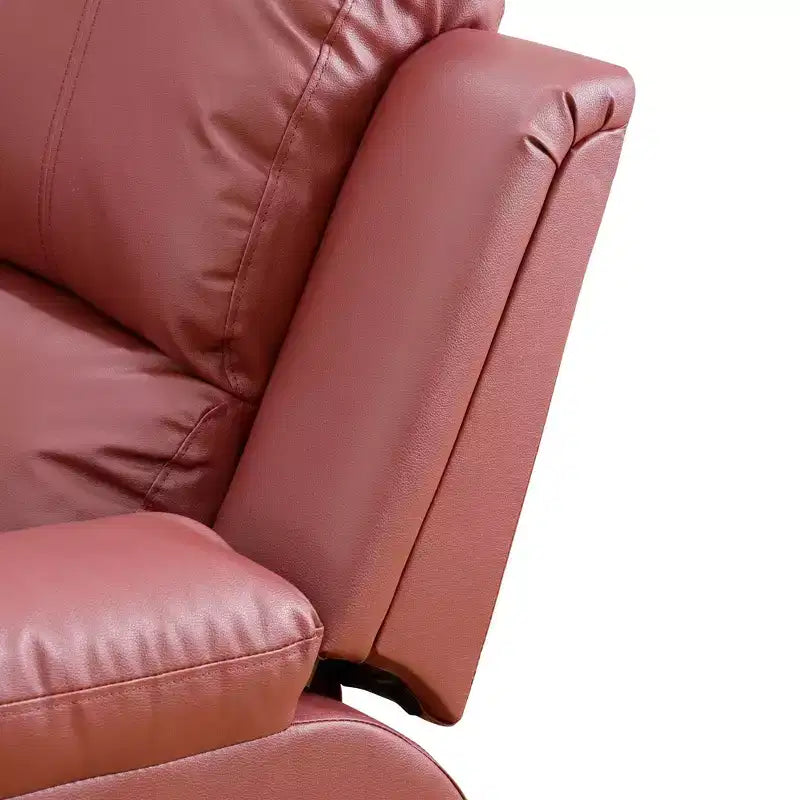 Divano reclinabile elettrico MAYEERTY, divano a 3 posti in pelle con tavolino da caffè reversibile per soggiorno, rosso