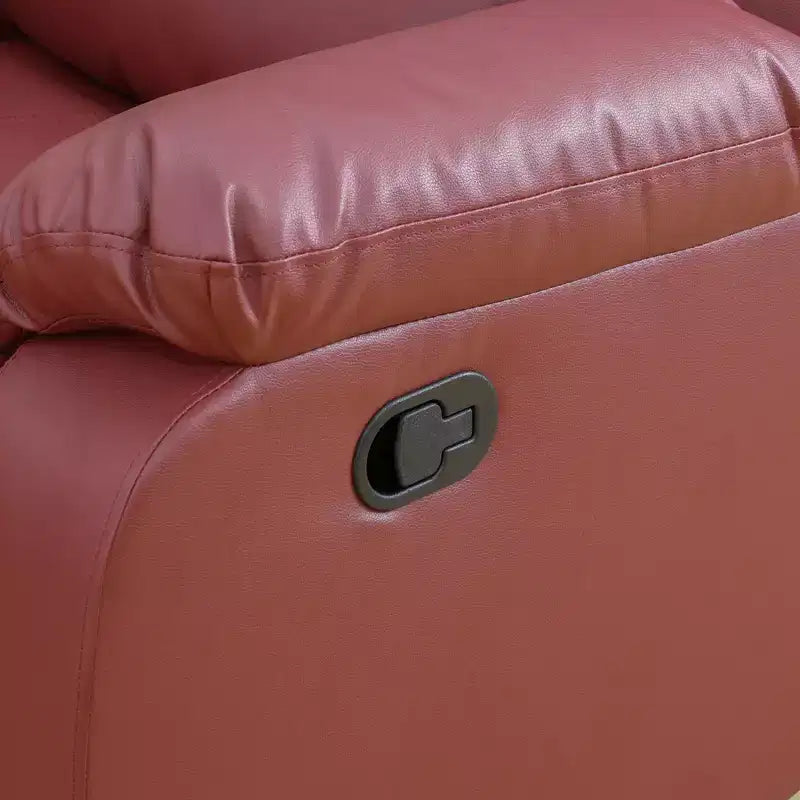 Divano reclinabile elettrico MAYEERTY, divano a 3 posti in pelle con tavolino da caffè reversibile per soggiorno, rosso