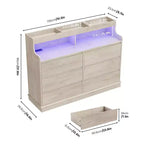 Cassettiera in Rovere per Camera da Letto con 6 Cassetti, Comò Moderno con Luci a LED e Stazione di Ricarica, Mobile Contenitore Spazioso per Soggiorno o Corridoio