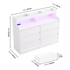 Cassettiera in Rovere per Camera da Letto con 6 Cassetti, Comò Moderno con Luci a LED e Stazione di Ricarica, Mobile Contenitore Spazioso per Soggiorno o Corridoio