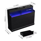 Cassettiera in Rovere per Camera da Letto con 6 Cassetti, Comò Moderno con Luci a LED e Stazione di Ricarica, Mobile Contenitore Spazioso per Soggiorno o Corridoio